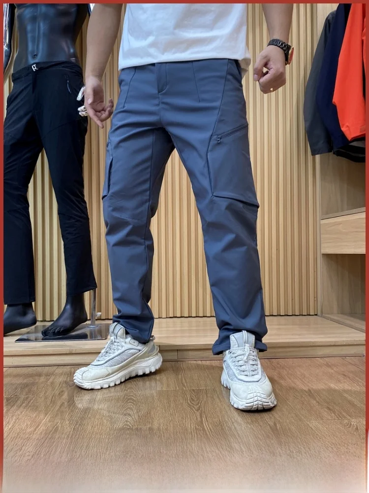 

Уличные технические тройные повседневные брюки на подкладке, мужские модные теплые прямые брюки из полиэфирного волокна, осень-зима