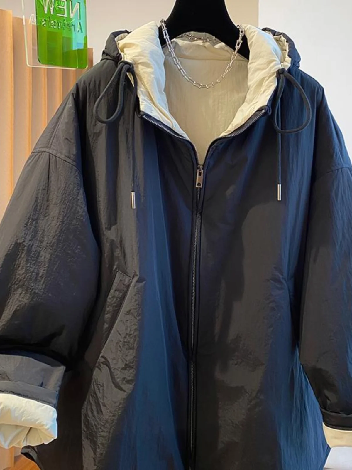 Casaco feminino de algodão leve Jaet de comprimento médio solto casual quente acolchoado de algodão com capuz e zíper Sle Long Sve Commute Fri...