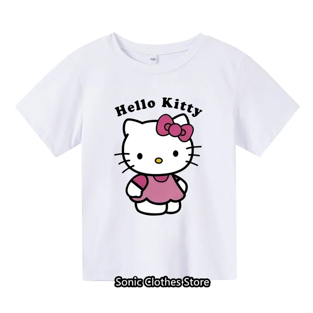 Hello Kitty Kawaii Children's Fashion Girls' Clothing Summer Boys' Clothing Children's T-shirts Preschool casual sportswear