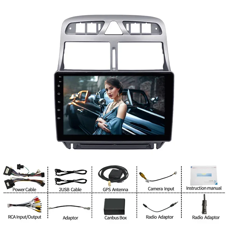 9'' Smart Android Head Unit Double Din Car Video Dvd Radio Stereo Player Gps Navigation Autoradio Multimedia For Peugeot 307