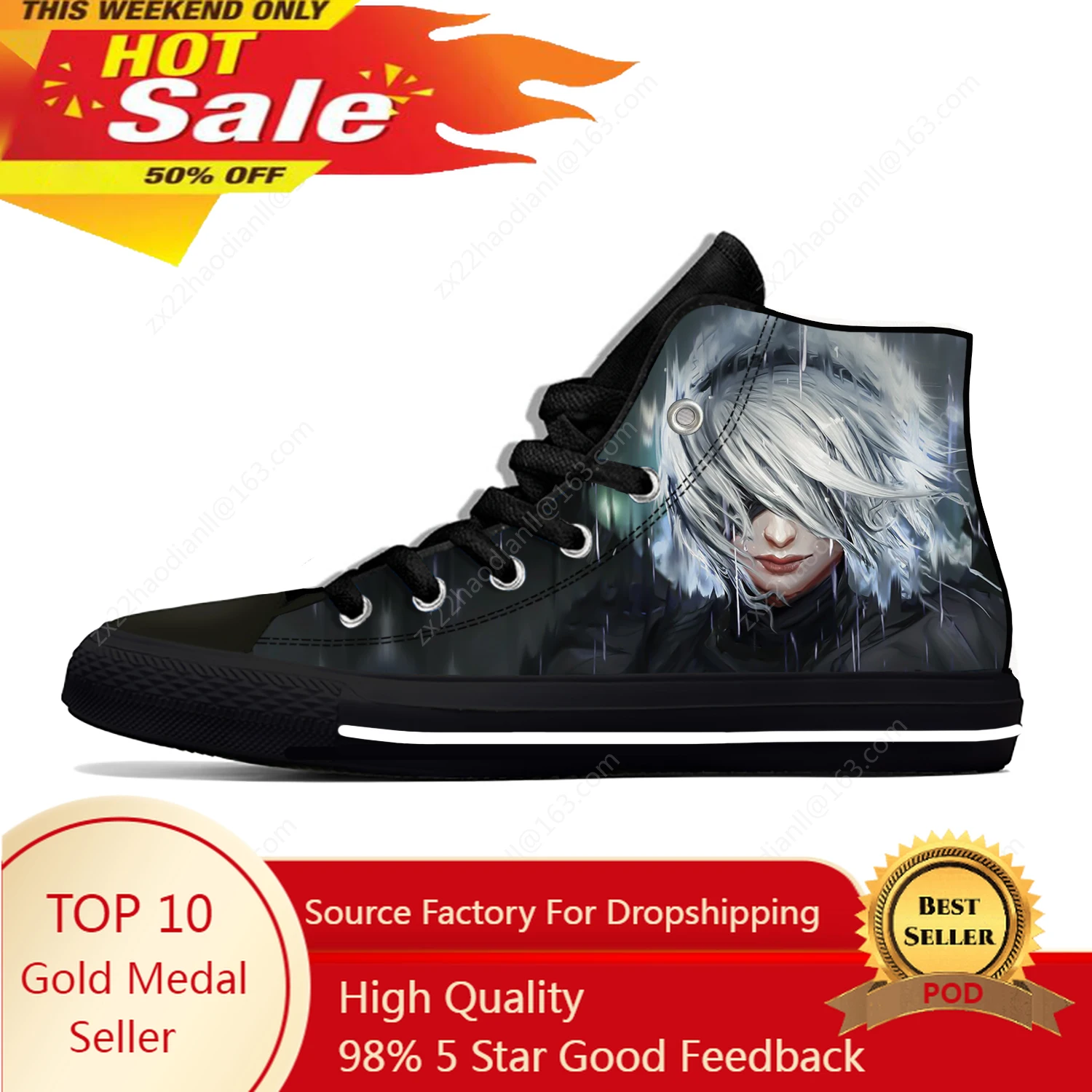 

NieR Automata Lightweight Cloth 3D Print Funny Hot Fashion High Top Canvas Shoes Mens Womens Teenager Casual Breathable Sneakers