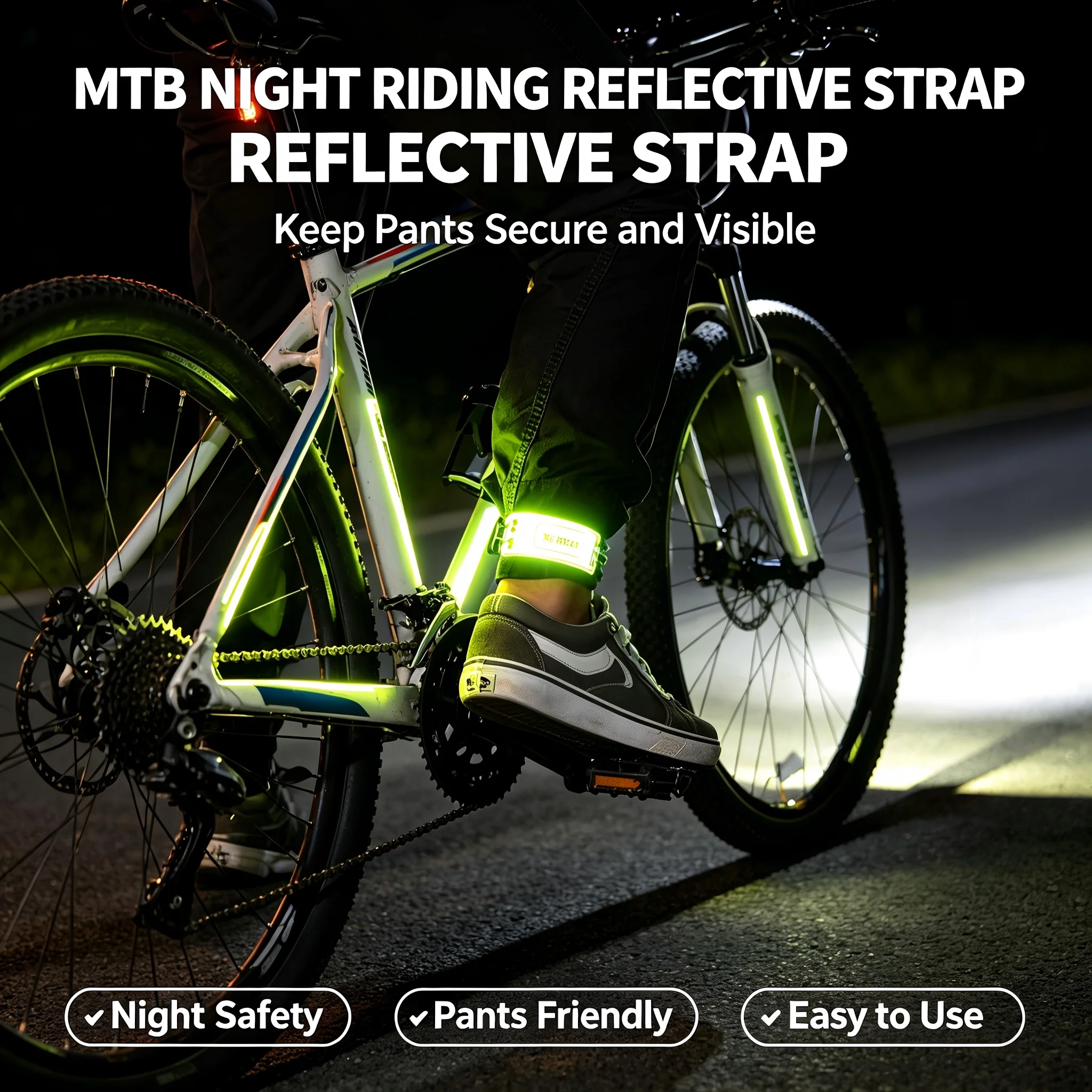 Cycling Commute Pants - Reflective Cycling Pants Clip MTB Night