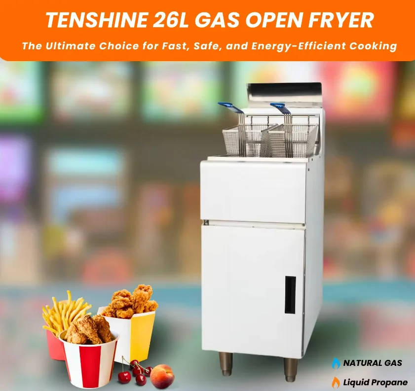 Ex-Factory Price 26L Stainless Steel Deep Fryer Single Commercial Kitchen Lpg Fryer For Chicken Fish