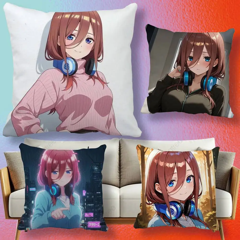 The Quintessential Quintuplets Miku Nakano  Pillow cover gift High definition digital printing,Surprise vivid pattern Household.
