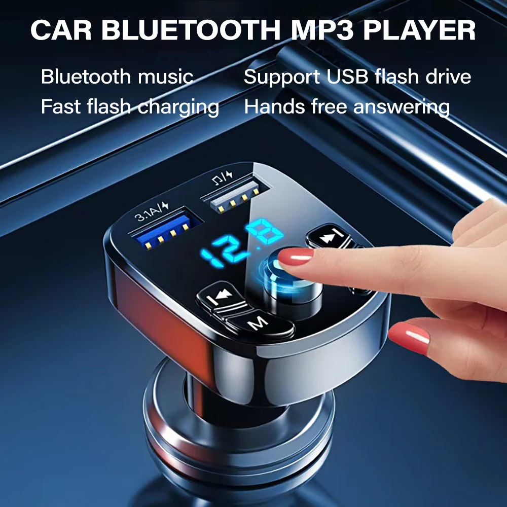 Car MP3 Player Dual USB Fast Charging Charger FM Receiver Bluetooth Compatible 5.0 Transmitter U-Disk Flash Drive Plug Car Kit