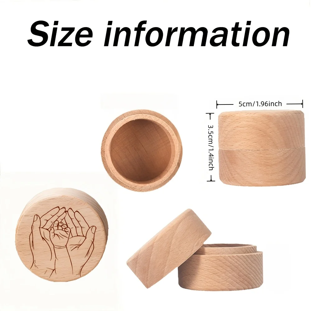 1pc Wooden Storage Box Used for Preserving Umbilical Cords Birth Keepsakes Storing Fetal Hair Teeth and Hospital Straps Portabl
