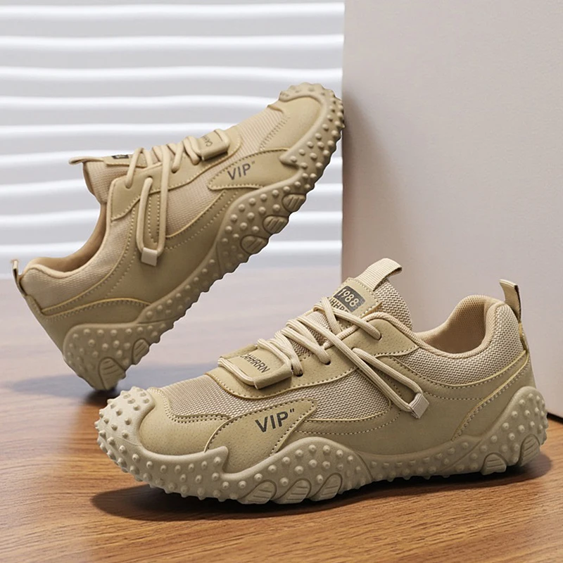 

Men's spring Running Shoes Casual Canvas Retro Anti-slip Sport Dequn Shoes Color Block Design Comfortable Rubber Sole