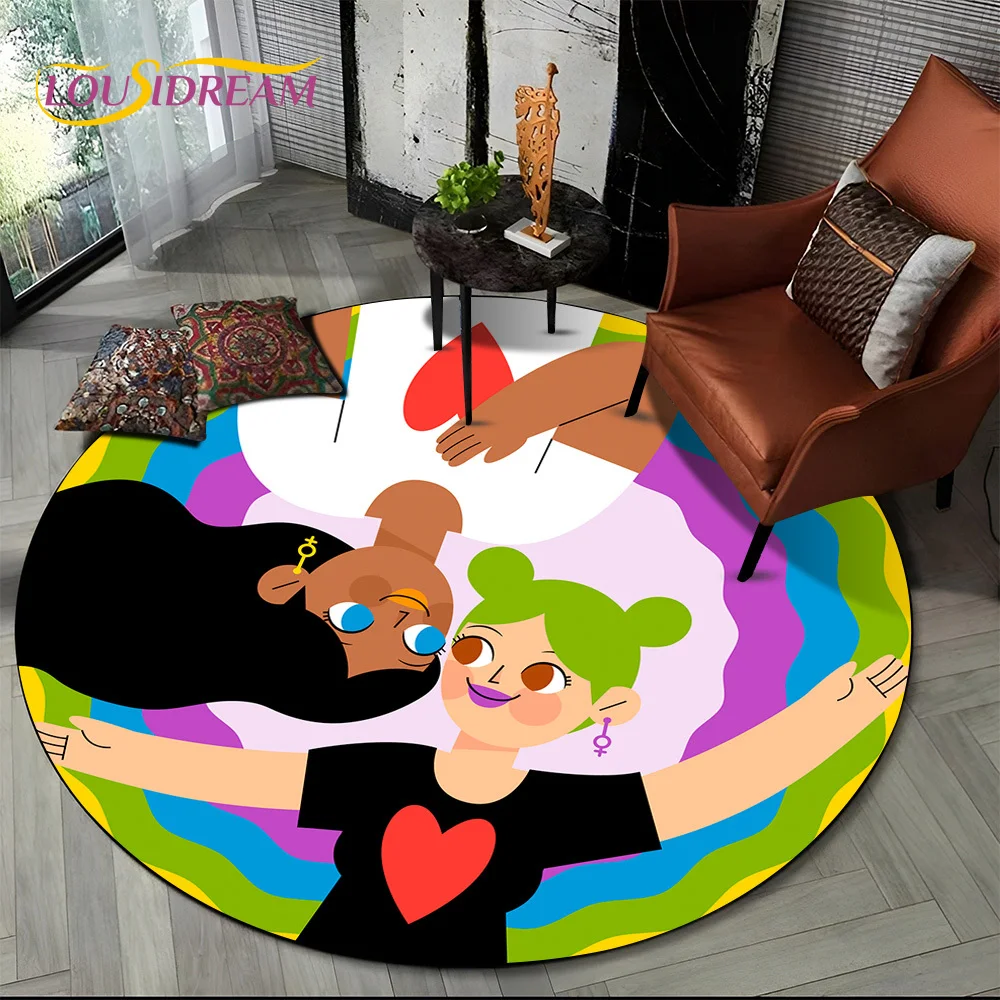 Colour Rainbow 3D Illusion Vision HD Cartoon Round Area Rug,Carpet Rug for Living Room Bedroom Sofa Playroom Decor,Non-slip Gift