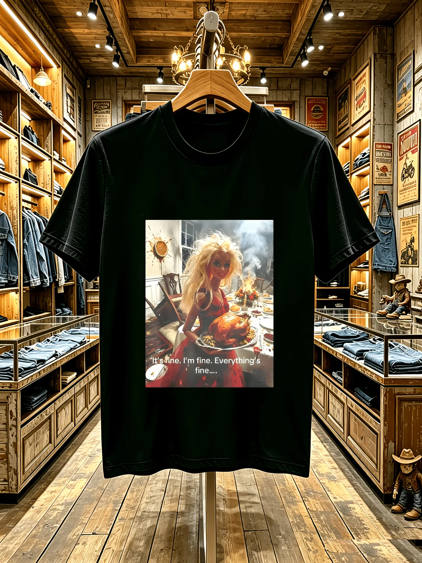 Funny Disgusting Doll Face Meme Graphic T-Shirt for Men Cool Streetwear 1pc