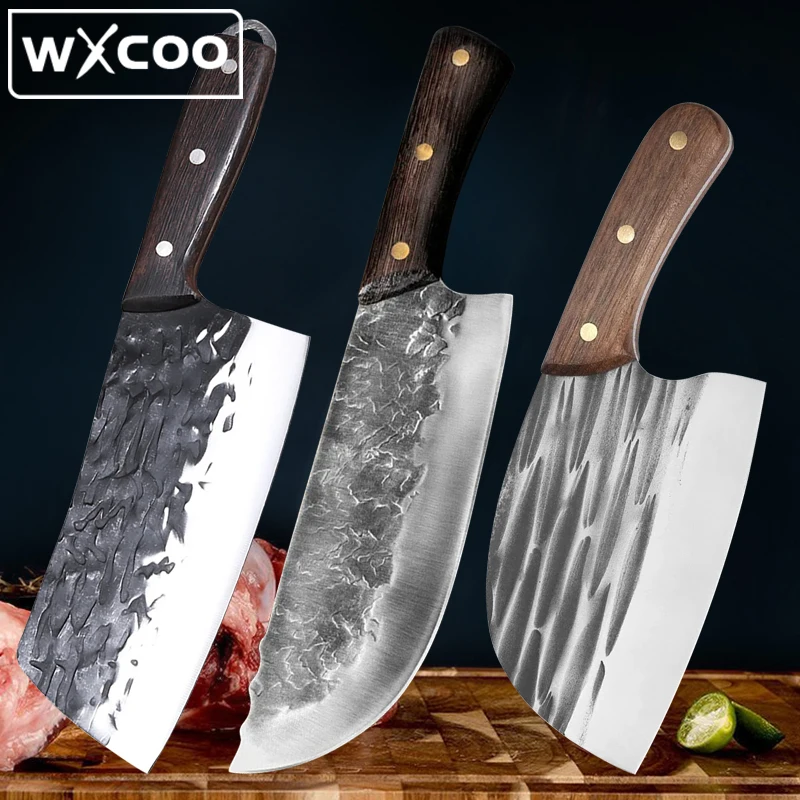 WXCOO Forged Kitchen Chef Knife Set Stainless Steel Meat Vegetables Slicing Knife Professional Butcher Cleaver Knives