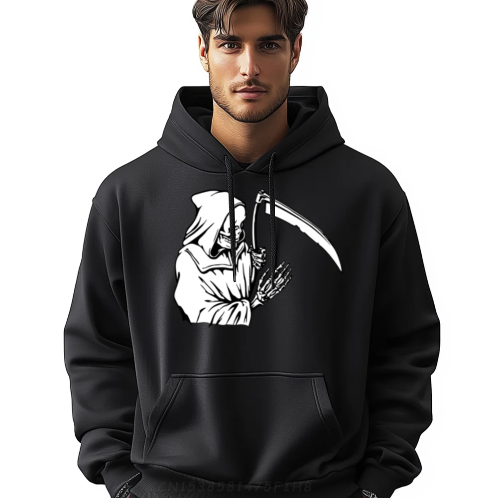 

Grim Reaper Skeleton Pocket Corner Mens Sweatshirts Graphic Tee Soft Men's Sweatshirts Hoodie Big Size