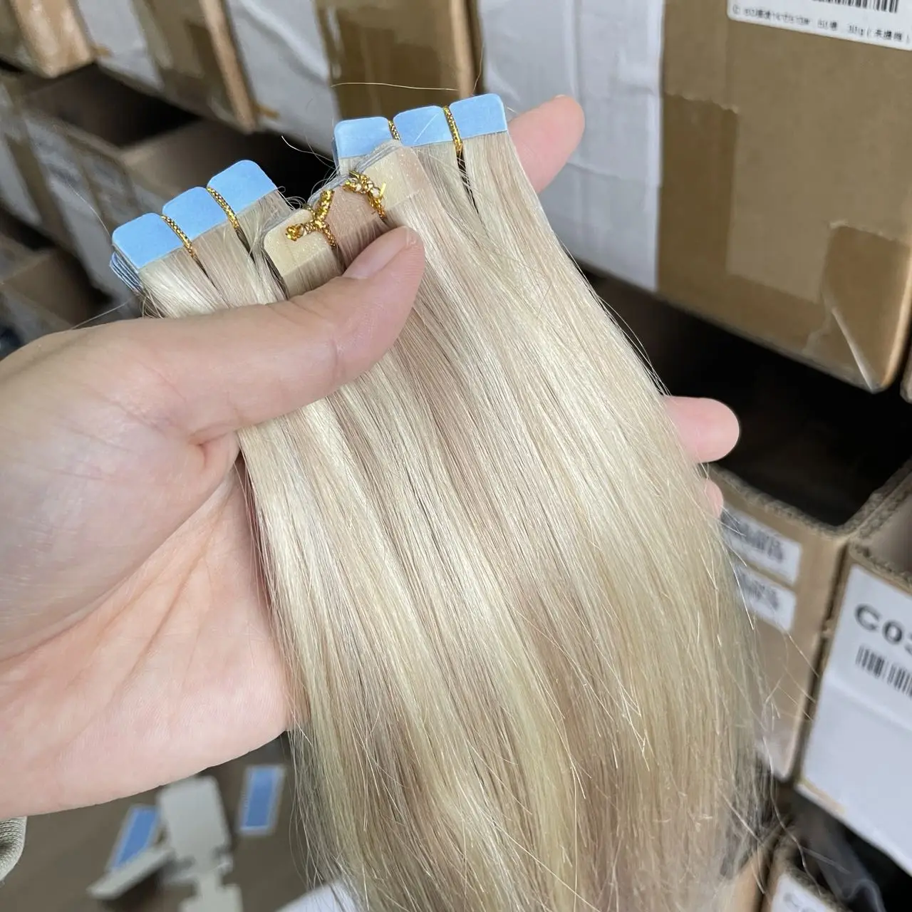 Highlight Blonde Mini Tape Hair Extension Straight 12-24 Inches Seamless Tape Human Hair 10pcs/pack