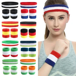 3Pcs Rainbow Color Stripe Sweatband Moisture Wicking Summer Sport Headband Wristband for Fitness Running Yoga Football Athletics