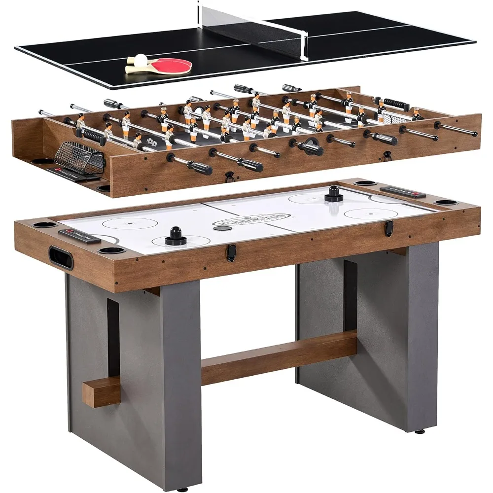 ble 54”, Foosball, Air-Powered Hockey and Table Tennis Combo Table, Multi Game Table Perfect for Family Game Room