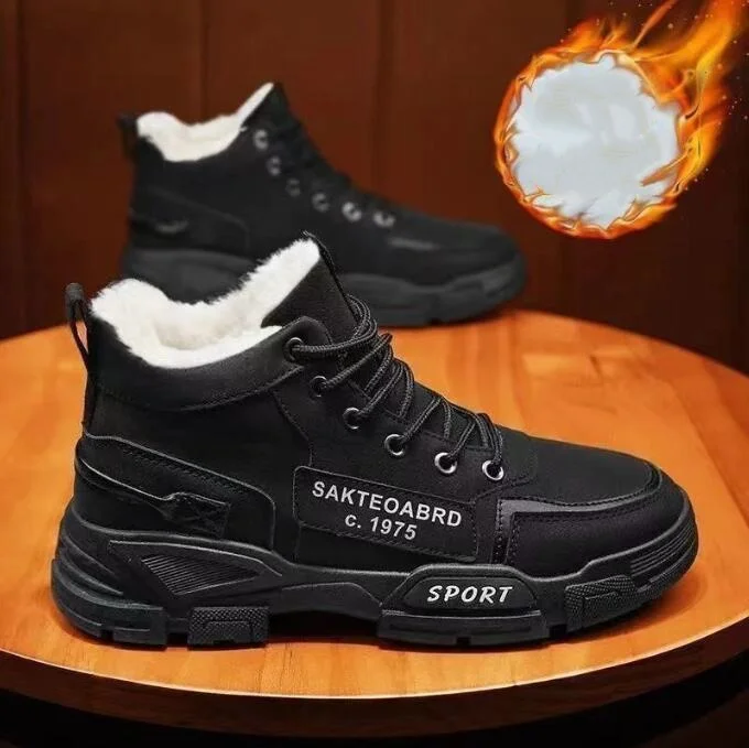 

Новинка 2024, мужские высокие ботинки, модные мотоциклетные ботинки, уличные теплые ботинки на платформе, мужские кожаные ботинки на шнуровке