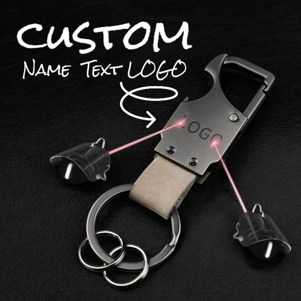 1PC Engraved Custom Name Logo Leather Metal Key Ring Buckle Fashion Car Moto Keychain Pendant Hardware Gift Accessories Wholesal