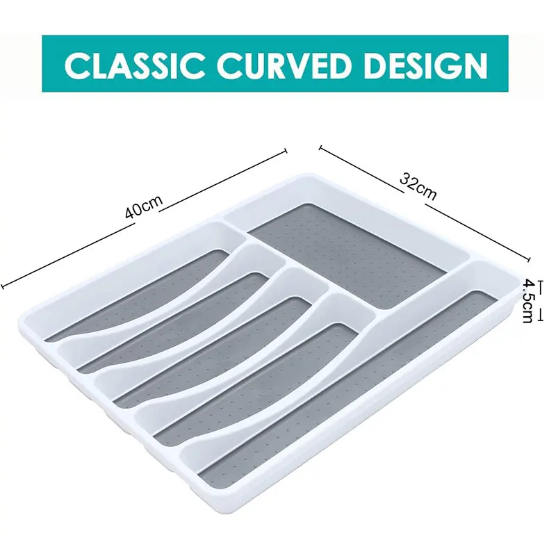 Imagem -03 - Bandeja de Talheres de Plástico Compartimento de Talheres Gaveta Organizador Antiderrapante Utensílio Bandeja Gaveta Estreita Organizadores de Cozinha