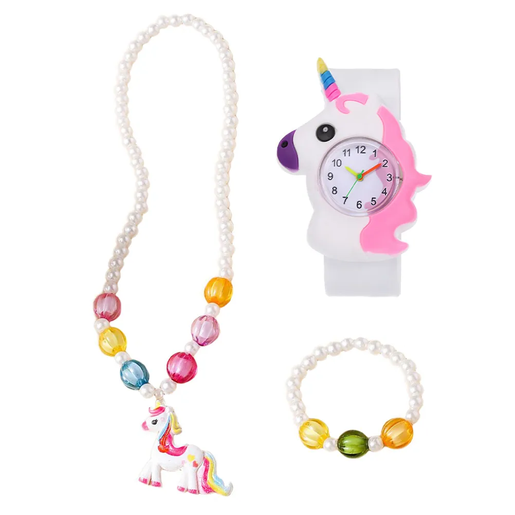 

Часы-браслет с дизайном единорогов, ожерелье, милые наручные часы для девочек, из нежного материала, безопасные, прочные, уникальный циферблат в форме единорога
