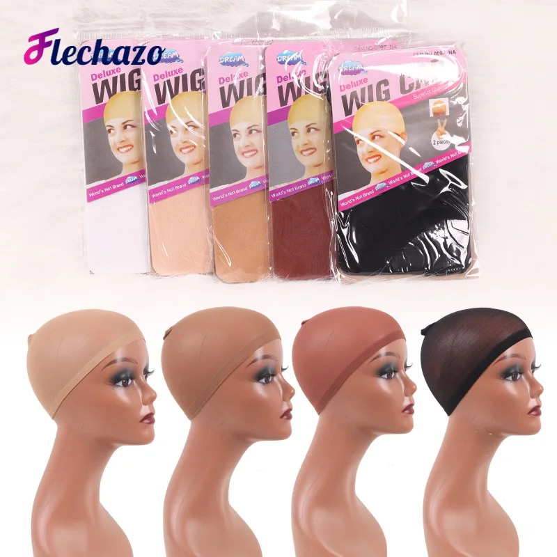 

Stocking Wig Cap Reusable Hir Nets Stretchy Nylon Wig Cap Weaving Net Beige and Black Hair Net Stocking Cap for Hair