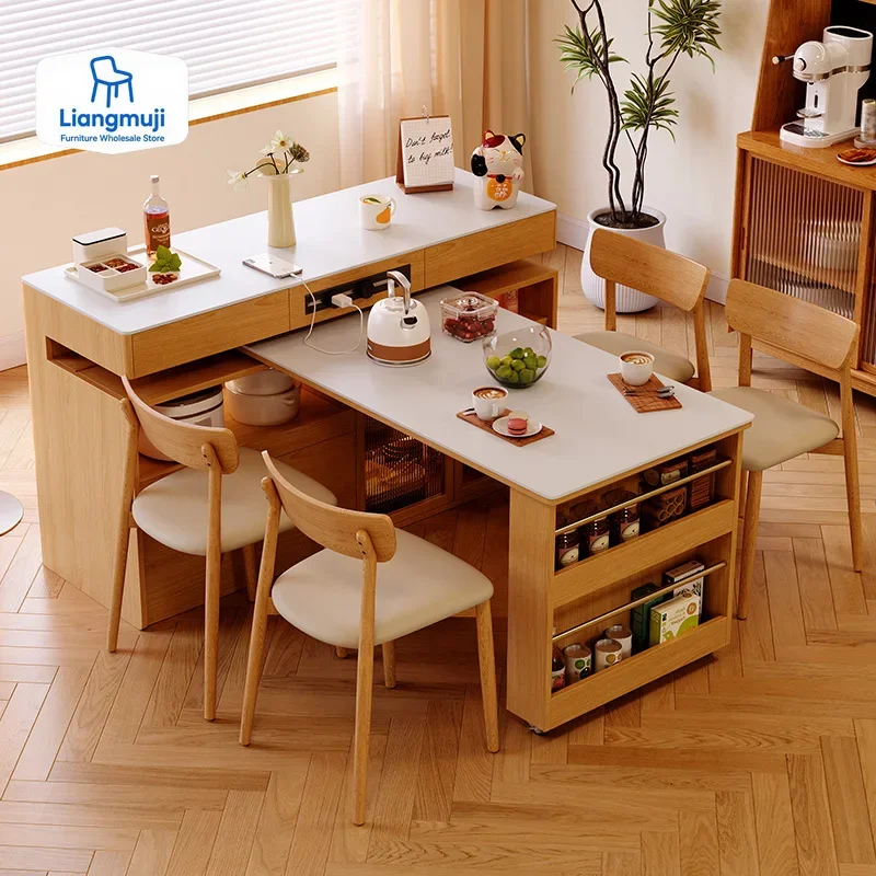 

Drawer Kitchen Storage Table Wheels Socket Organizer Kitchen Extensible Dining Tables 4 Chairs Set Island Mesa Comedor Furniture