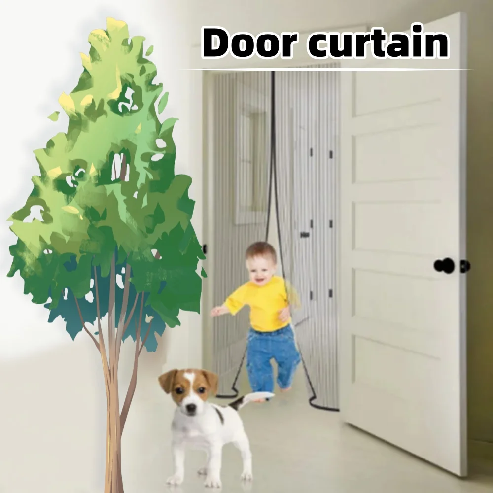 Anti Mosquito Black Door Curtain Automatic Closing Dustproof Door Screen Prevent Fly Insect Ventilation Net Household Accessory