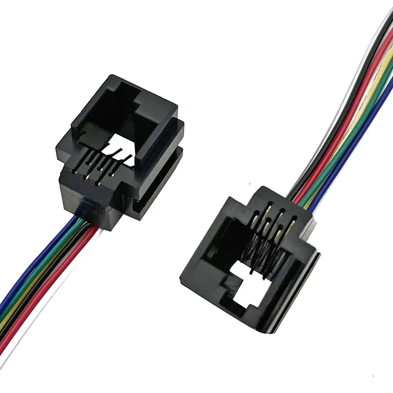 20PCS RJ12 Connector 6P6C Left buckle socket with cable RJ11 Modular Plug Wire Female Line=200MM