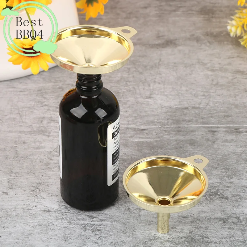(BBQ4)Functional Stainless Steel Gold Funnel Cone Oil Liquid Dispenser Kitchen Tools
