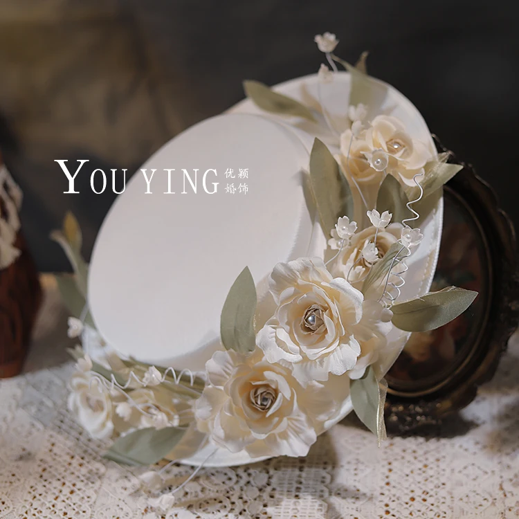 Brand Quality Forest Camellia Flower Wedding Hat Fairy Church Bride Fascinator Hat Headdress Elegant Horse Race Party Fedoras