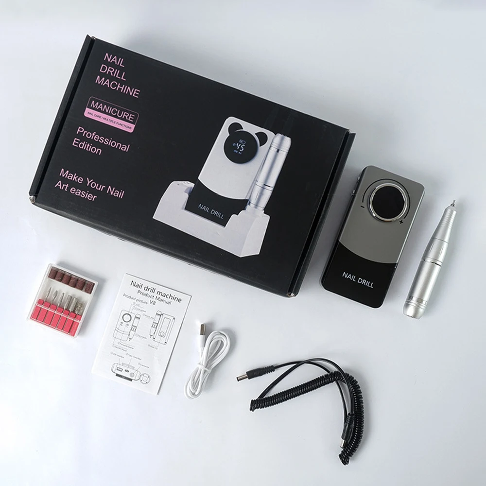 Portable Nail Grinder Machine High Speed Electric Manicure E File with  Sand Band and Bits Kit for Acrylic Gel Removing