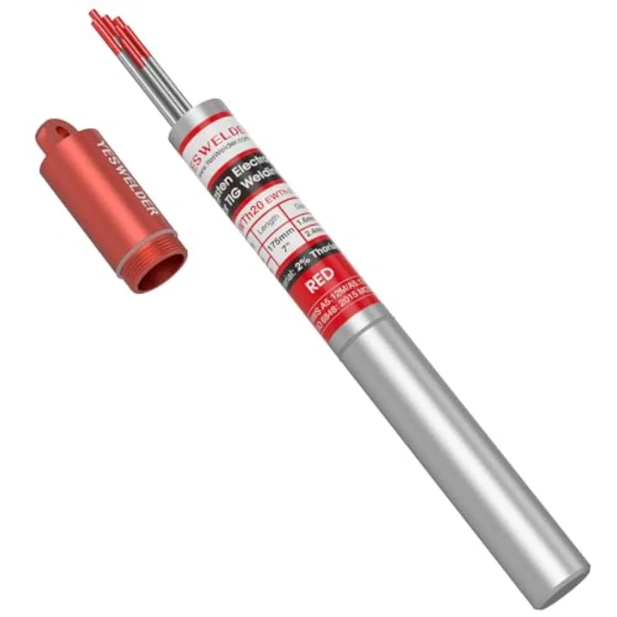 

TIG Welding Tungsten Electrode Red Tip 5pk 1/16" and 5pk 3/32" by 7" Assorted-size Red, WT20/EWTh-2