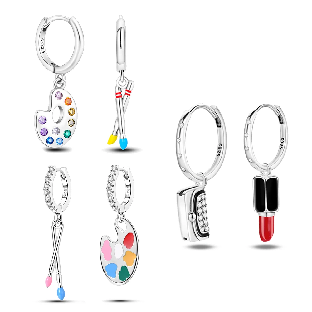 Pendientes de lápiz labial de tacón plateado 925, joyería de lujo, regalo para mujer y niña, Pendientes de moda originales para fiesta