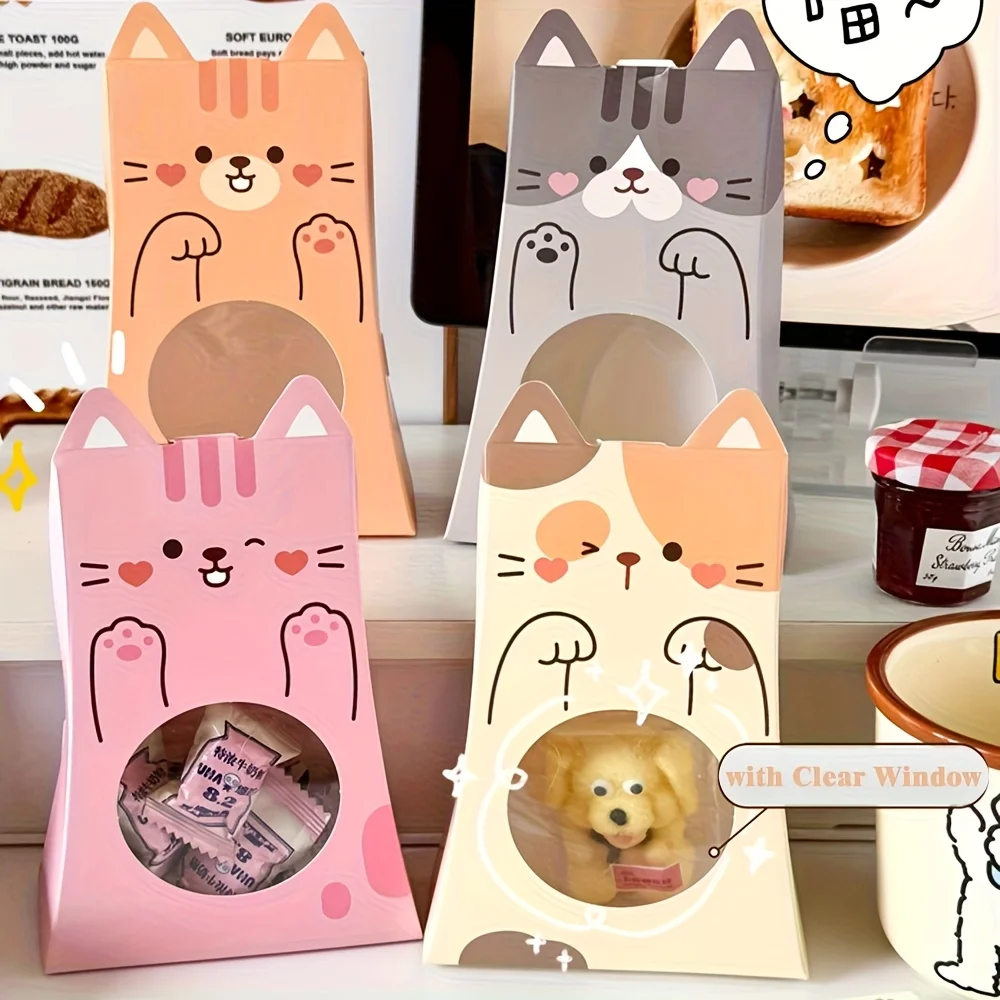 Niedliche Katzenförmige Papier-Geschenkboxen, Langlebiges Fenster-Hohldesign, für Feiertagspartys, Geburtstage, Schulveranstaltungen, Robuste Konstruktion. – Detail 4