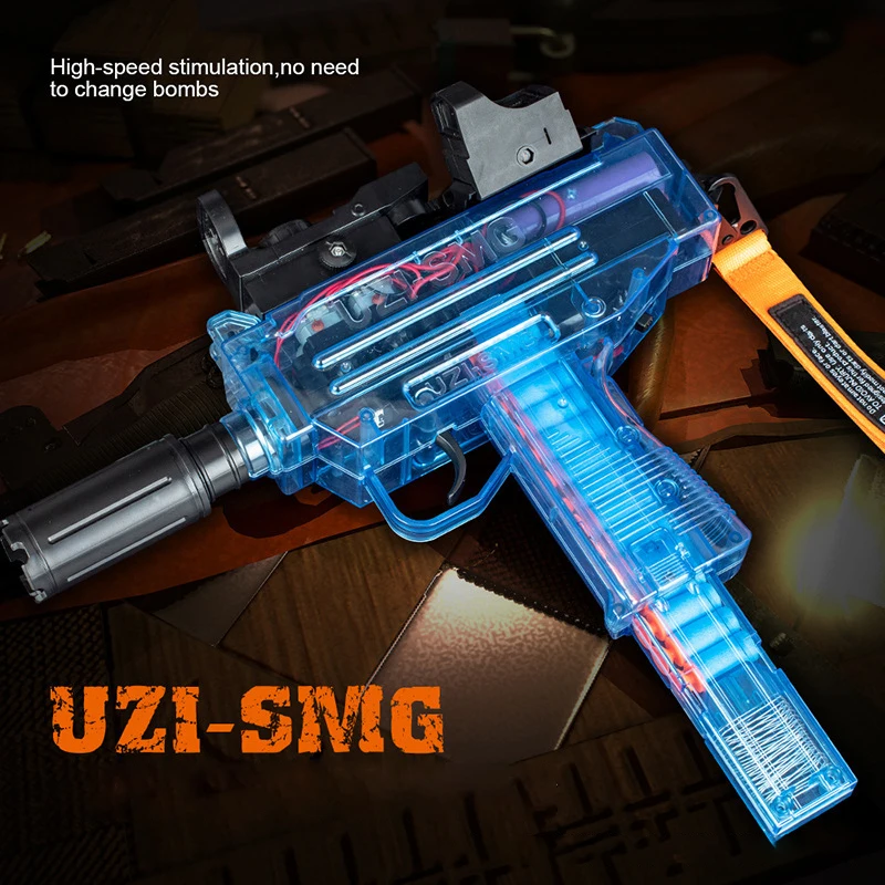 Electric Soft Bullet Submachine Gun UZI Toy Gun Model Shooting Toy Gun Pistol Outdoor Toys For Children Adults Best Gifts