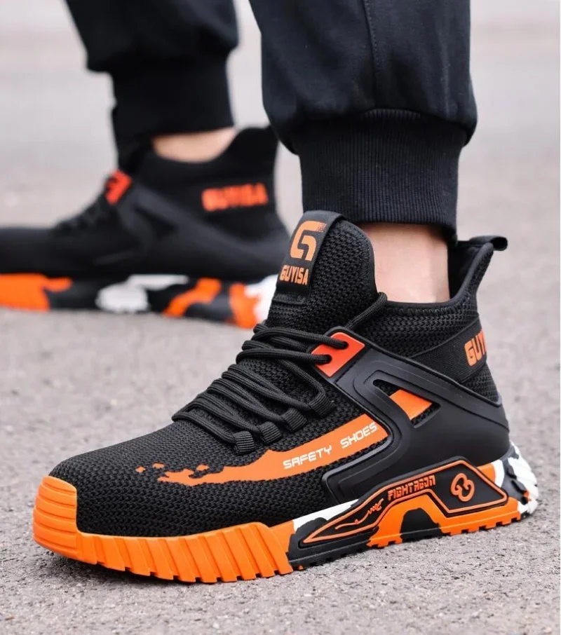 2025 Zapatos de protección laboral de caña alta Botas de seguridad laboral Zapatos indestructibles para hombre
