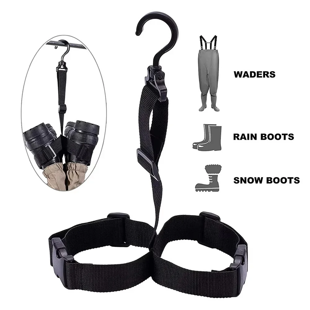 Fishing Wading Boot Hanger, Rain Shoe Hanger with Belt, Drying Rack, Winter Fishing Accessories, Adjustable Shoulder Strap, Drying Storage Tool, Adjustable Strap, Fishing Wading Boot Hanging Strap, Hanging Strap, Belt, Rain Shoe Hanger, Storage and Drying