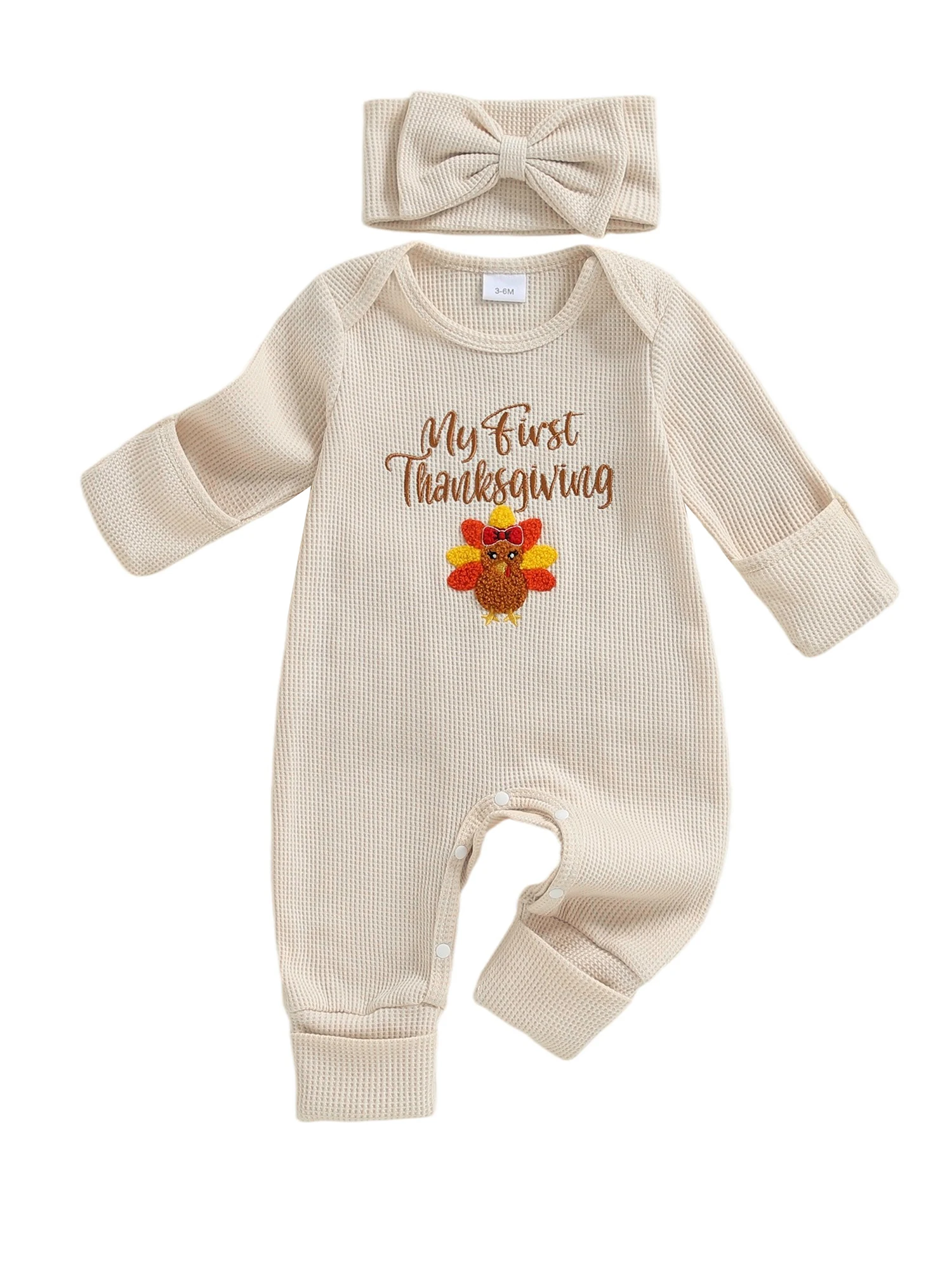 

Очаровательный комбинезон на День Благодарения для маленьких девочек и мальчиков с турецкой вышивкой и подходящим комплектом повязки на голову для осеннего праздника