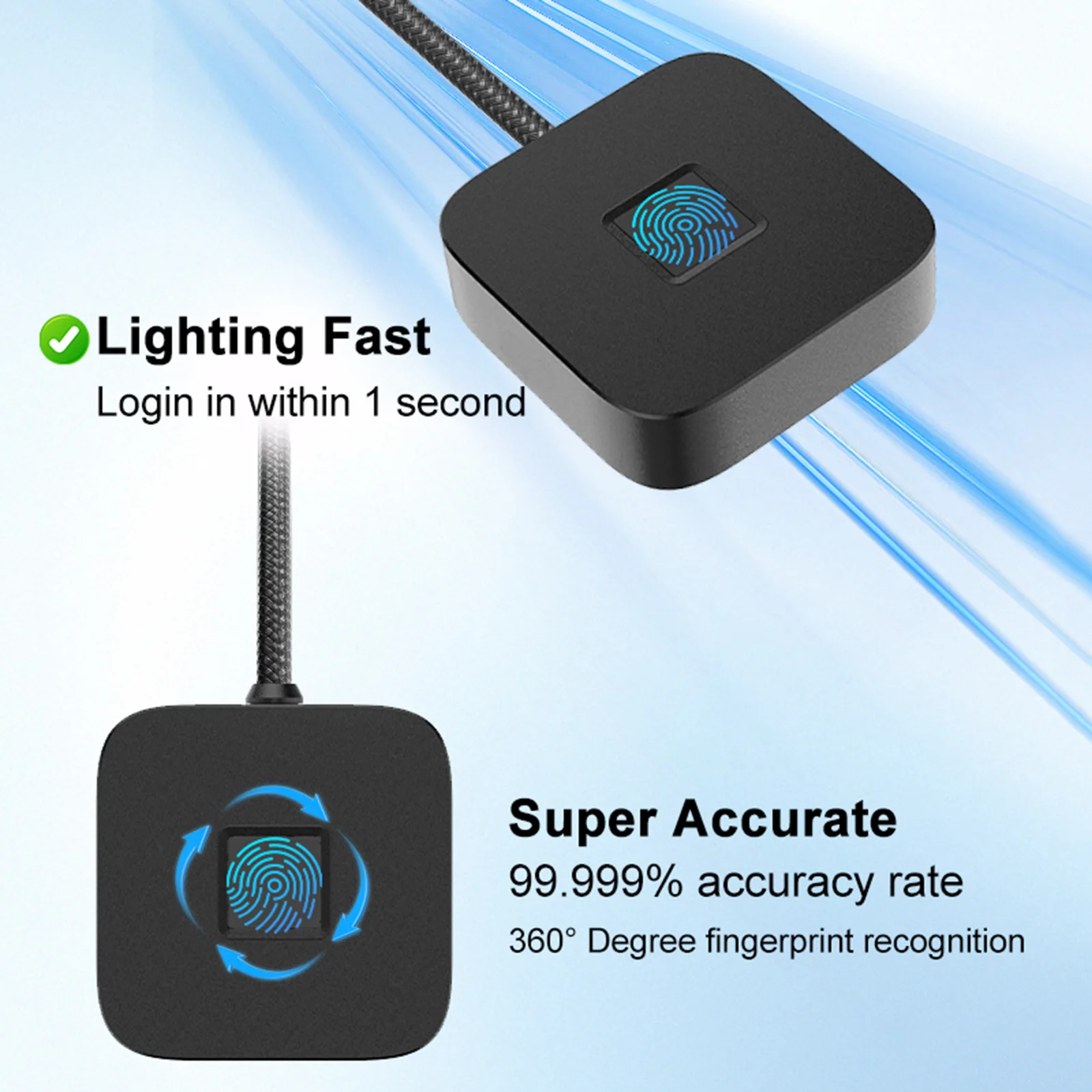 5피트 케이블이 포함된 USB 지문 인식기 Windows Hello용 지문 스캐너 Windows 11/10용 생체 인식 지문 로그인 리더