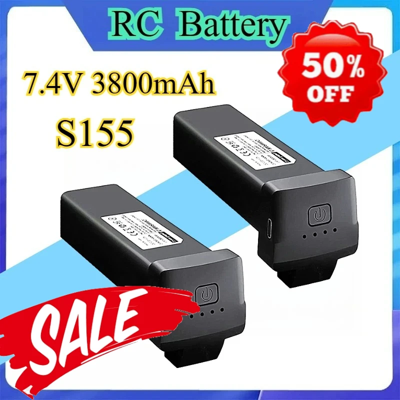 7.4V 3800mAh 2S LiPo Battery for S155 Brushless GPS RC Drone Quadcopter Spare Parts