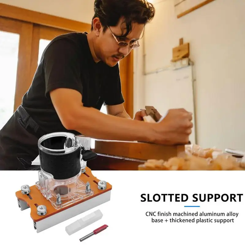 Wood Router Slotting Locator 2 in 1 Slotted Base & Fastening Bracket Handheld Edge Trimmer Milling Cutting