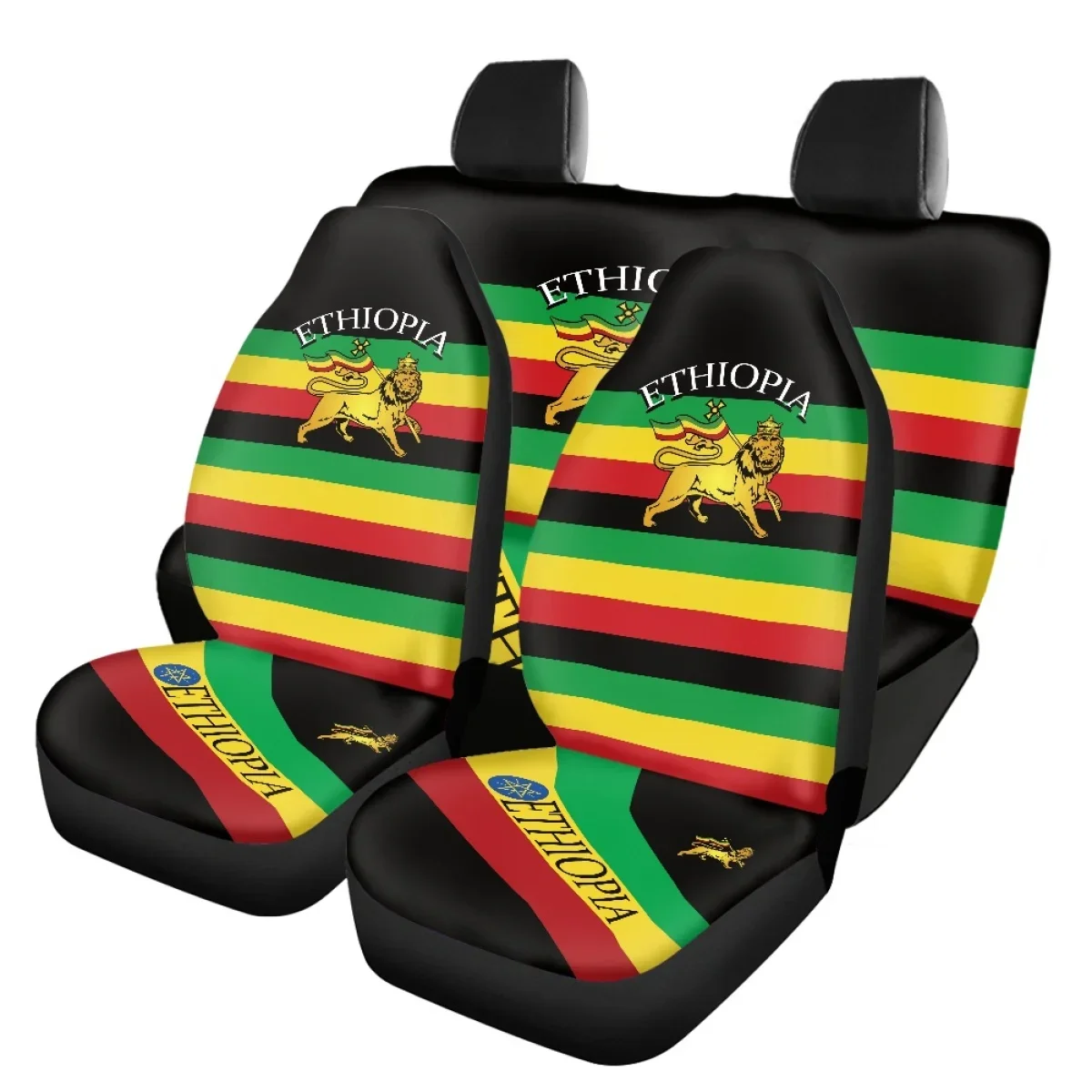 

New Ethiopia Flag Design Rastafari Lion Of Judah Full Set Car Seat Covers Vechiles Seat Cushion Must-have for Women Men Gifts