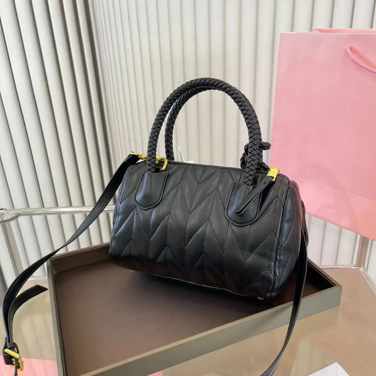 

Fashion high-grade pleated two-in-one bowling bag with small coin purse handbag new handbags shoulder Women's bag
