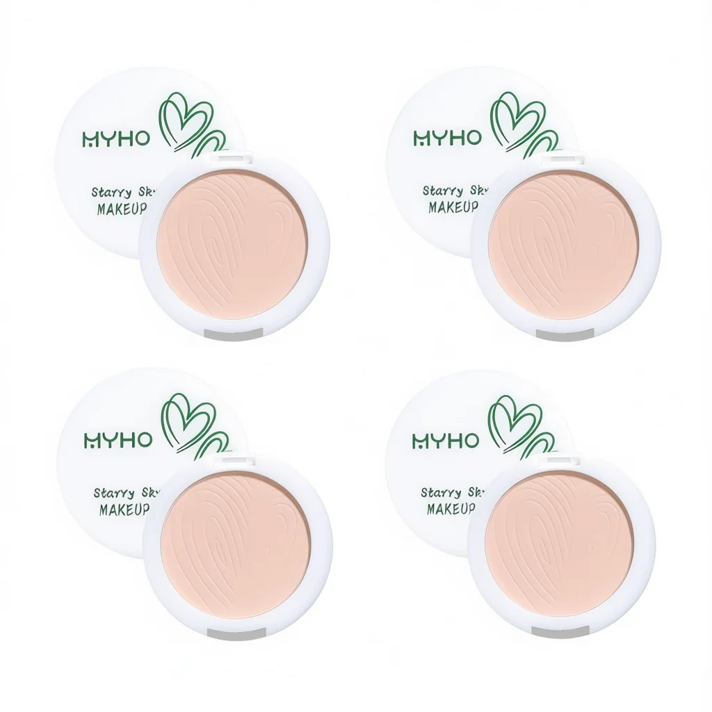 بودرة مضغوطة بتركيز ناعم للتحكم في الزيت، بودرة مضغوطة غير لامعة تدوم طويلاً بدون كعكة تغطية كاملة، خافي عيوب شد الوجه، بودرة هوائية للمكياج #1