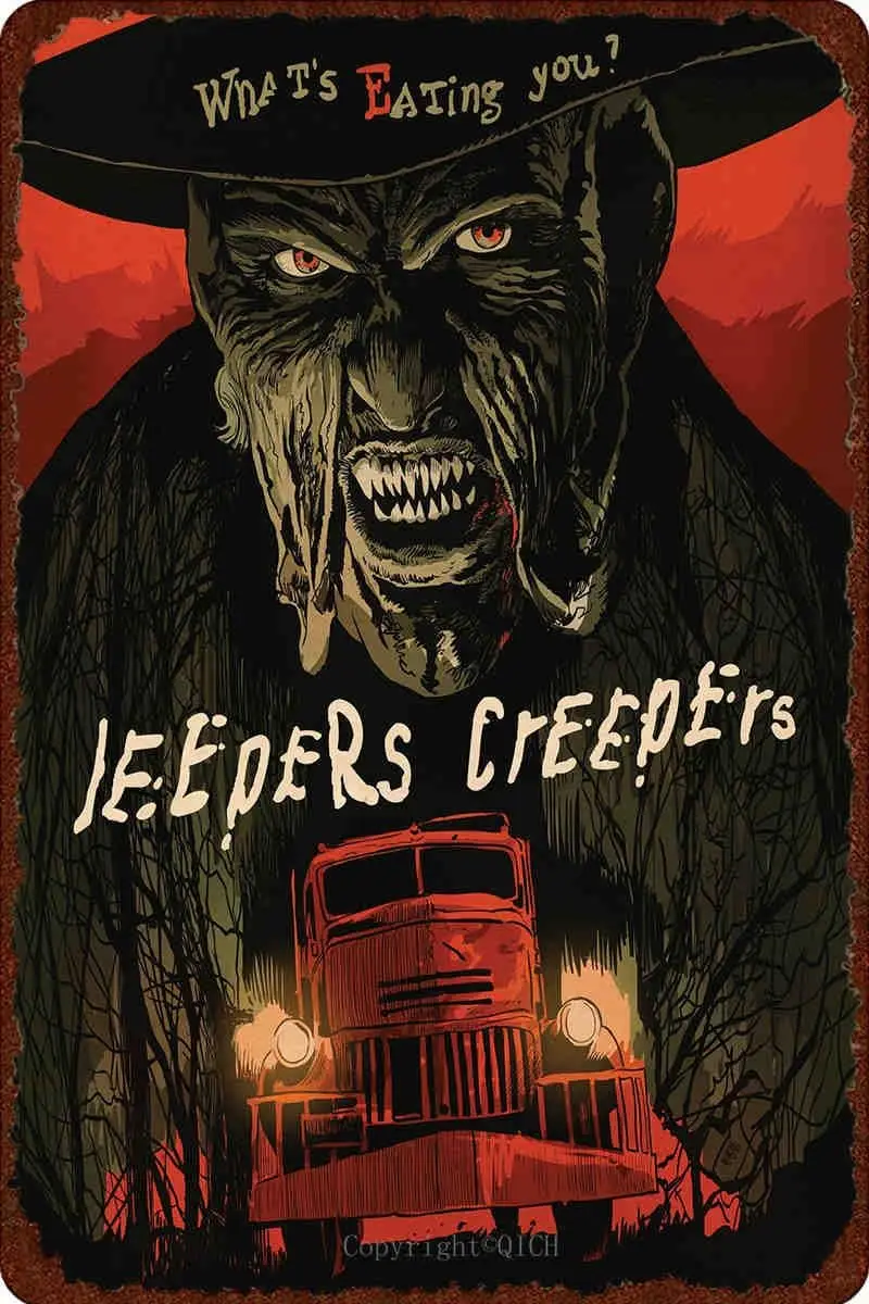 Jeepers Creepers Horror Movie Film Vintage Metal Tin Signs, Retro Funny Metal Sign Poster for Bar Kitchen Club Pub Home Wal sign