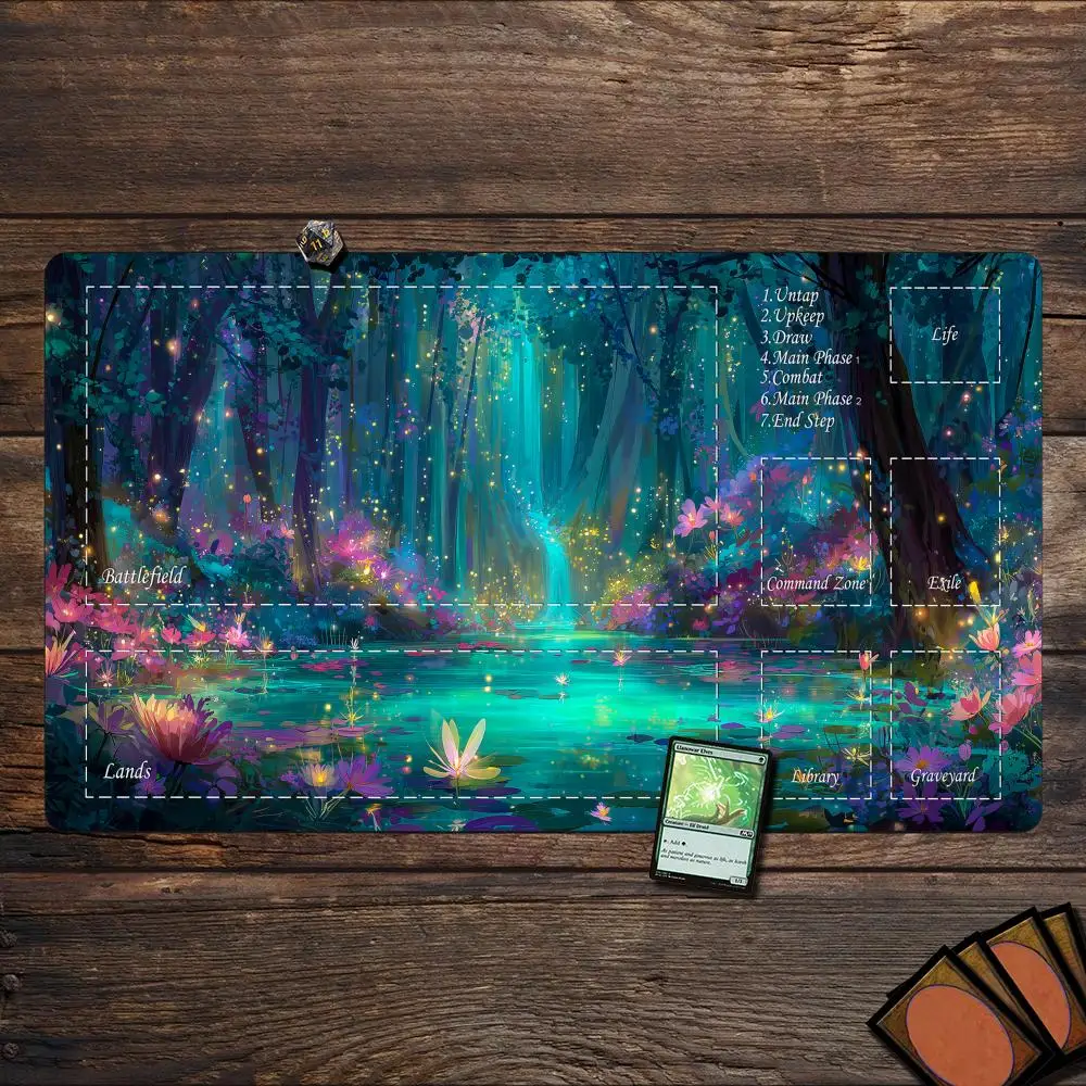 Mysterious Magical Forest MTG Playmat Magic Card Battle Mat Non-Slip Durable 35X60CM Commander playmat Board Game Mat for TCG