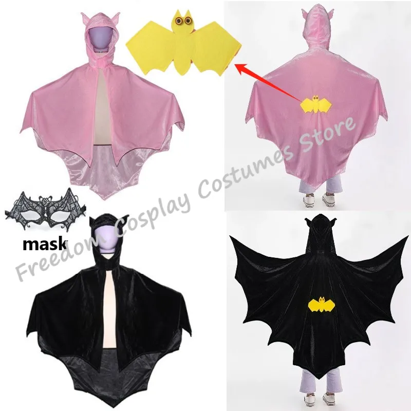 

Kids Unisex Vampire Bat Hooded Costume Mask Child sexy cosplay Jumpsuit Halloween Cosplay Costume Carnival Set Props Gift