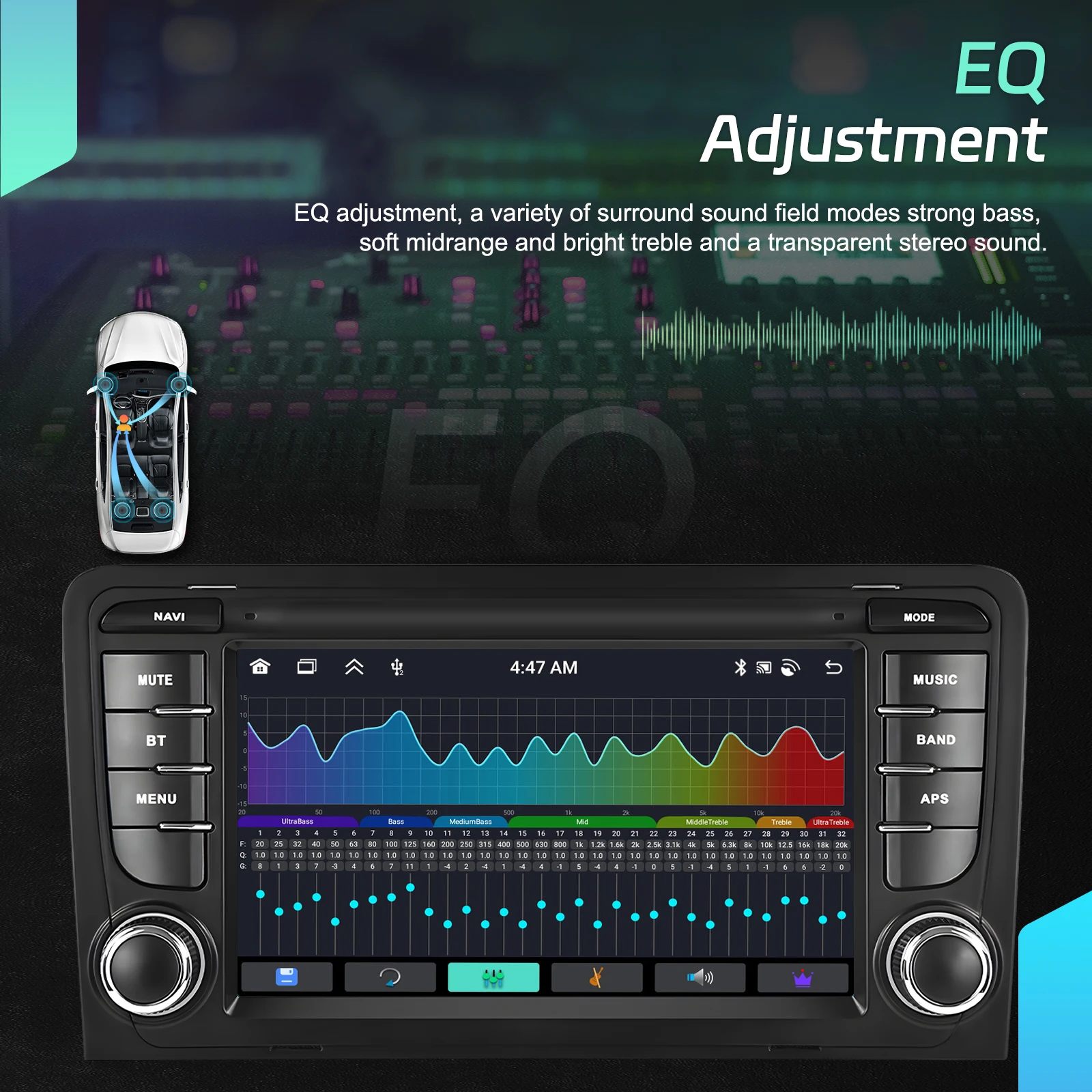 Podofo 7 Zoll 2 Din Autoradio Multimedia-Player für Audi A3 8P/A3 8P1 3-Türer Schrägheck/S3 8P/RS3 Sportback 6+128G HD Kapazitiver Touchscreen Kabelloses Carplay Android Auto Mirror Link Auto-Audiosystem WIFI GPS BT FM/RDS Autoradio Stereo – Detail 8