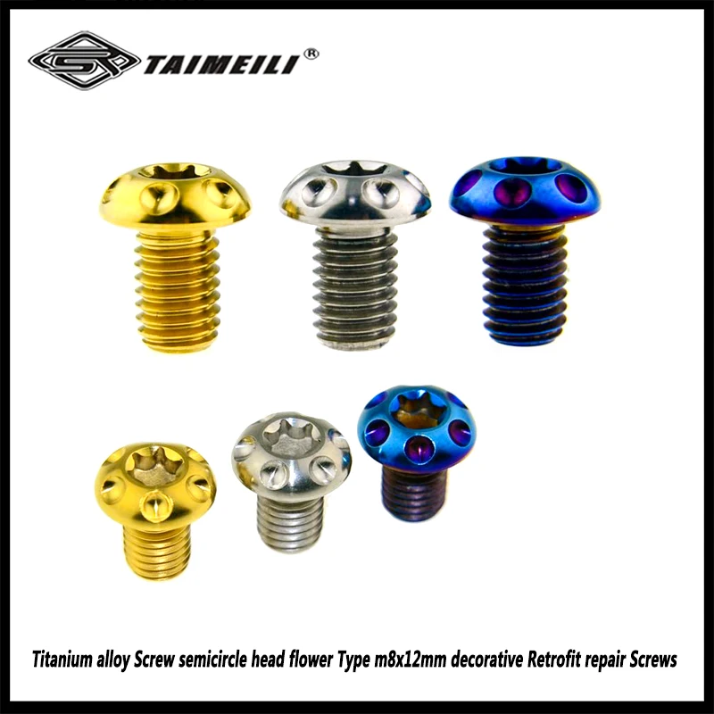 1pcsTitanium alloy Screw semicircle head flower Type m8x12mm decorative Retrofit repair Screws