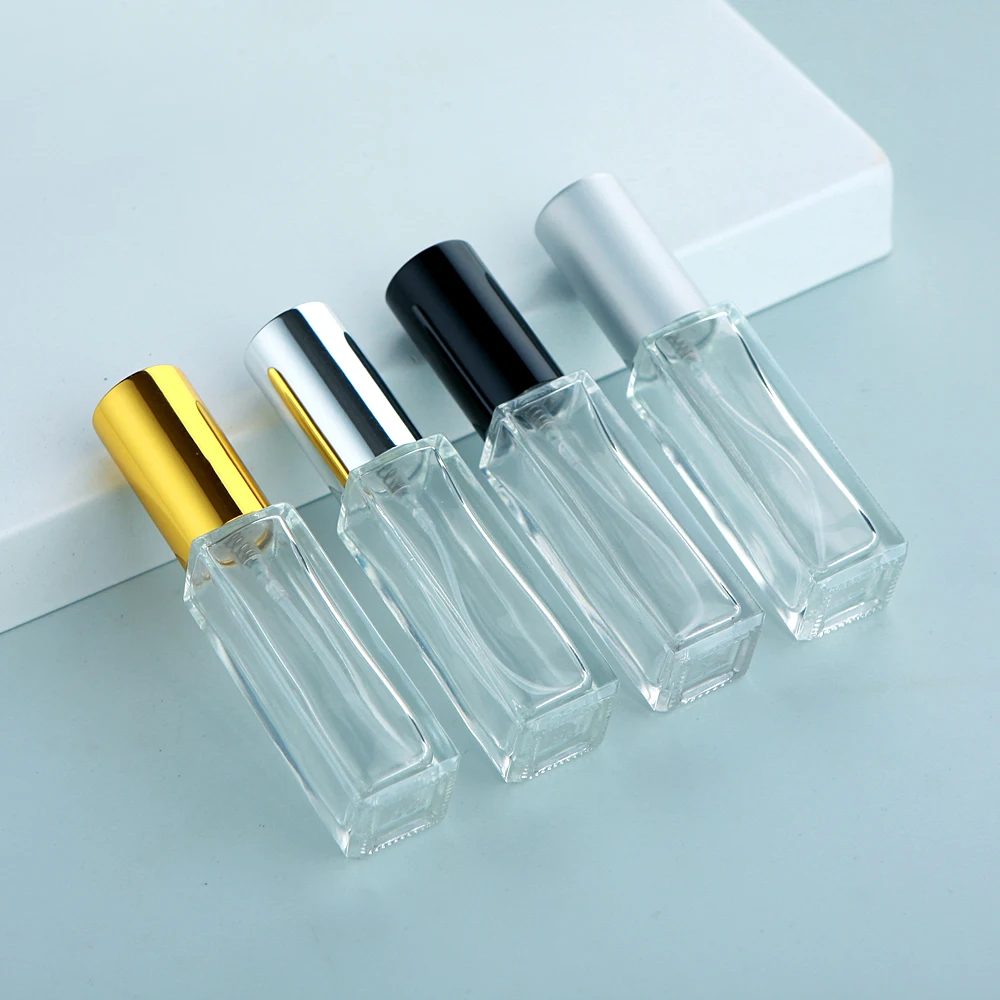 50 Stück/Lot 10ml Dickglas-Parfüm-Sprühflasche Hochwertige Nachfüllbare Quadratische Zerstäuber-Parfümflaschen – Detail 5