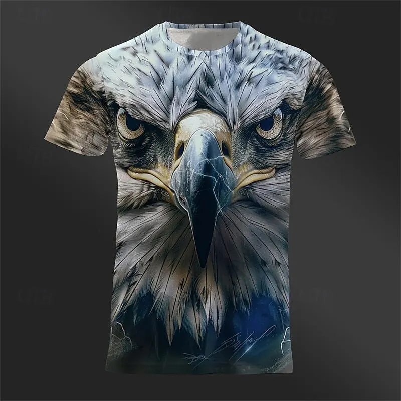 Funny 3D Eagle Pattern T Shirt For Men Hip Hop Trend Harajuku Summer Oversized T-shirts Fashion Casual O-neck Short Sleeve Tops