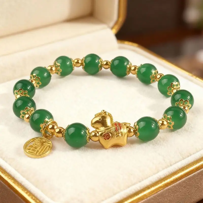 New Year Lucky Horse Beaded Bracelet For Women Elegant Red Beads Fu Letter Charm Bracelets 2026 Chinese Festival Jewelry Gifts
